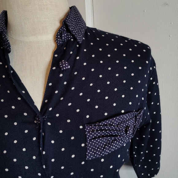 Vintage 80s Anegada's Skirt & Top Set Navy White Polka Dot Womens Size XS/S - Picture 15 of 16